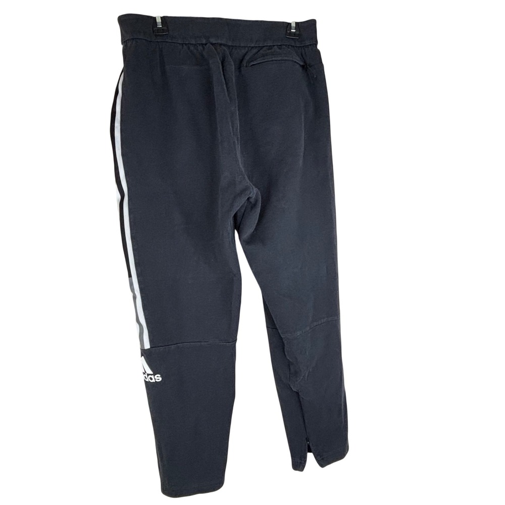 Adidas Track Pants Mens Large Black White Stripe Pique Joggers FQ7231 Ankle Zip